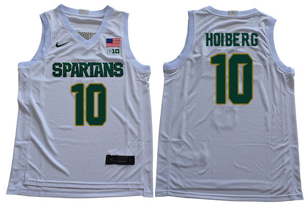 2019-20 Men #10 Jack Hoiberg Michigan State Spartans College Basketball Jerseys Sale-White